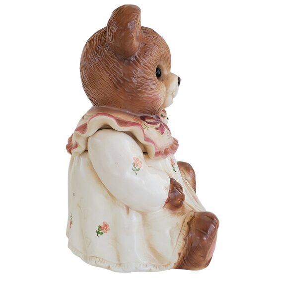 VTG 1980's Teddy Bear Cookie Jar Canister Kitchen Cottagecore Glass Eyes Japan - Picture 9 of 10